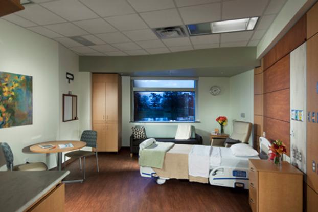 Interior patient room for high-risk pregnancies.