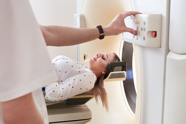Woman laying in an MRI 